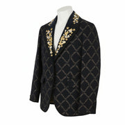GANT Garland Print Shaped Women Blazer EU40 Black Wool Blend Peak Lapel RRP499