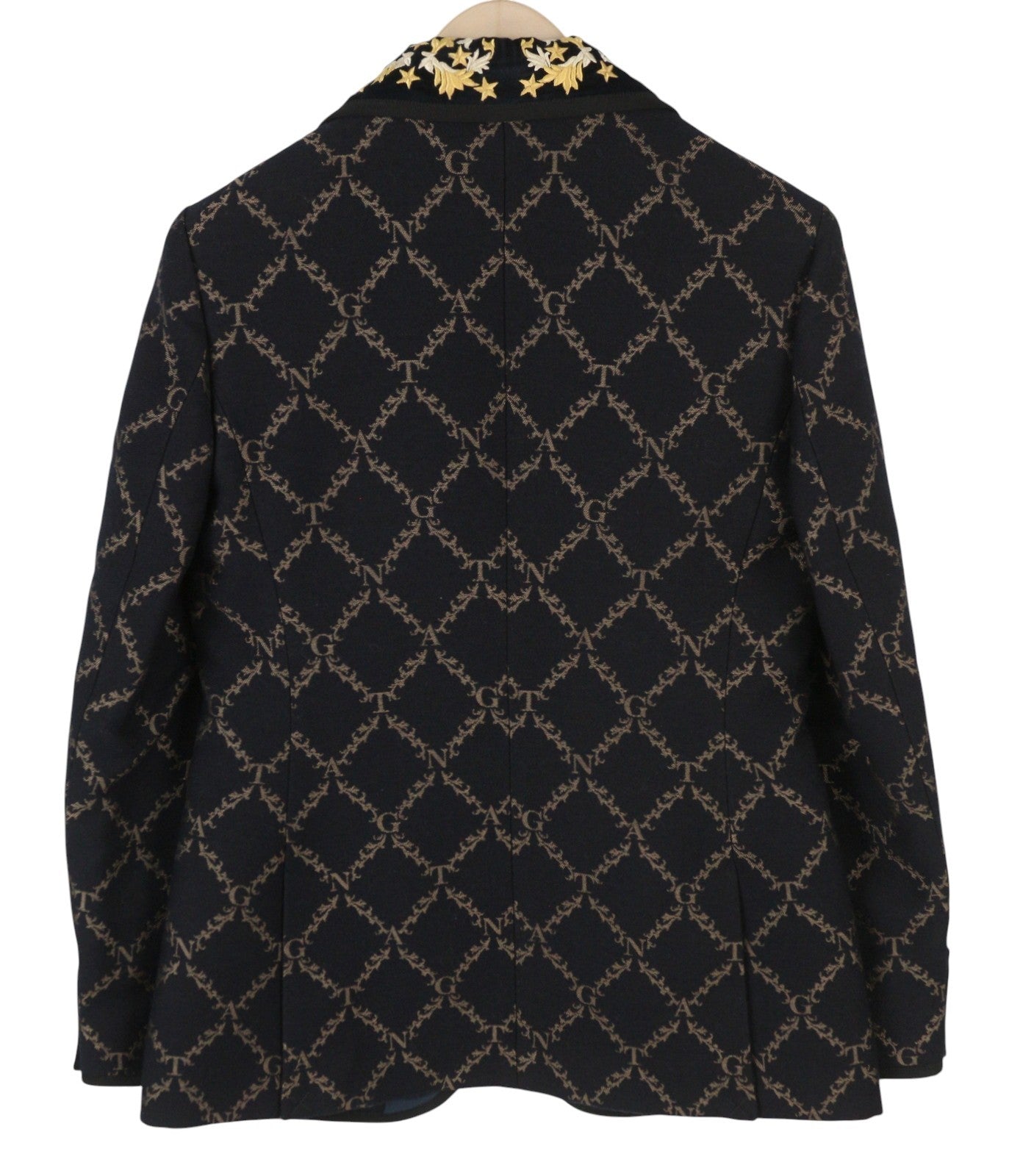 GANT Garland Print Shaped Women Blazer EU40 Black Wool Blend Peak Lapel RRP499
