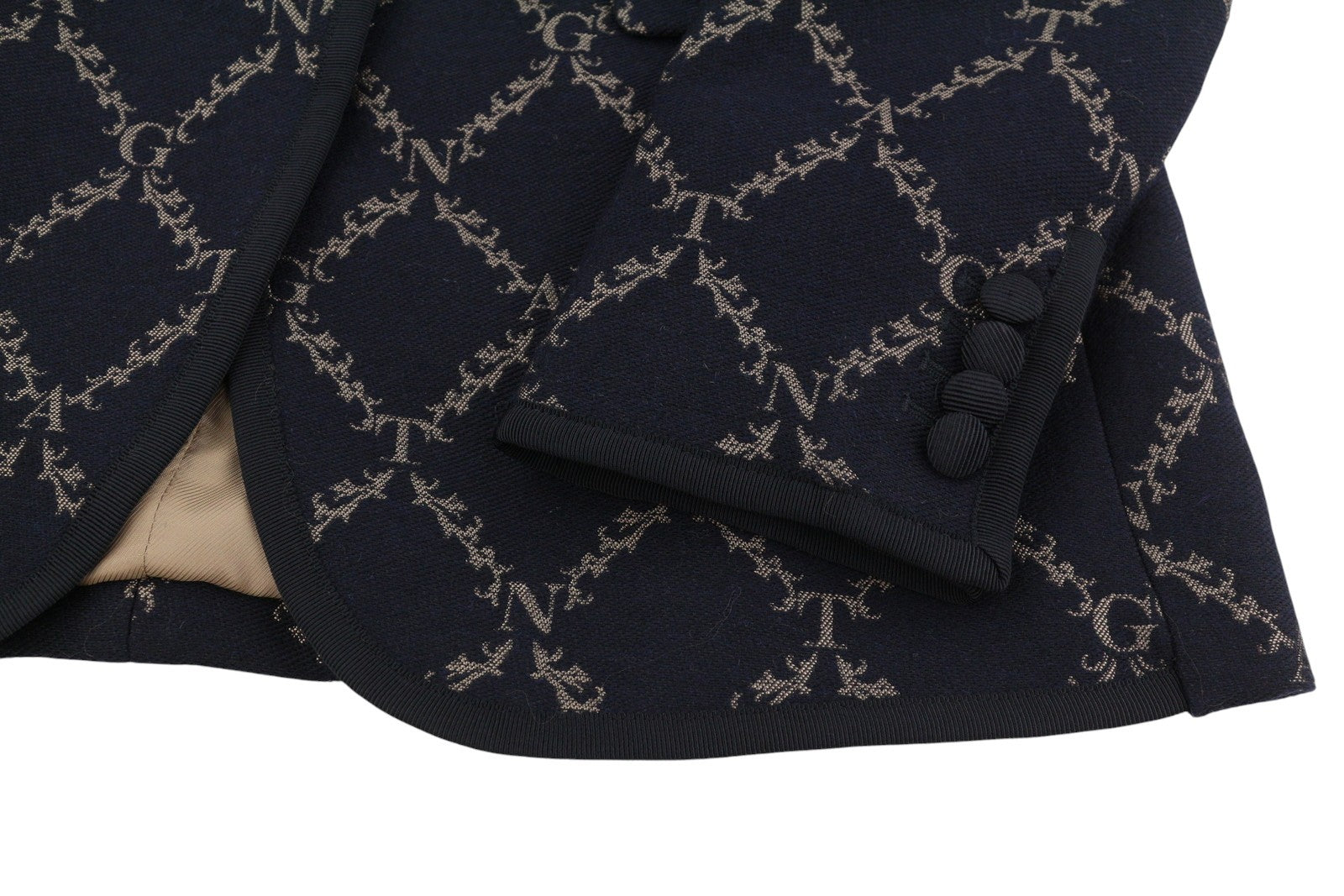 GANT Garland Print Shaped Women Blazer EU40 Black Wool Blend Peak Lapel RRP499