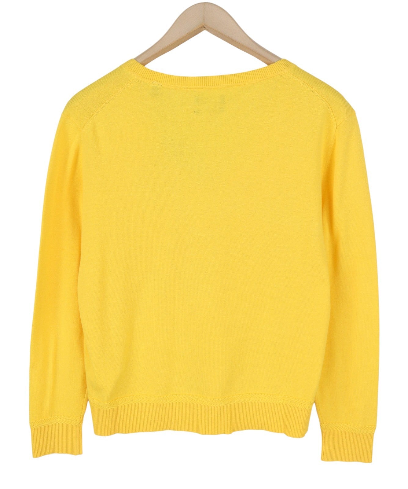 GANT Light Cotton V Neck Women Jumper M Mimosa Yellow Knit Logo Front
