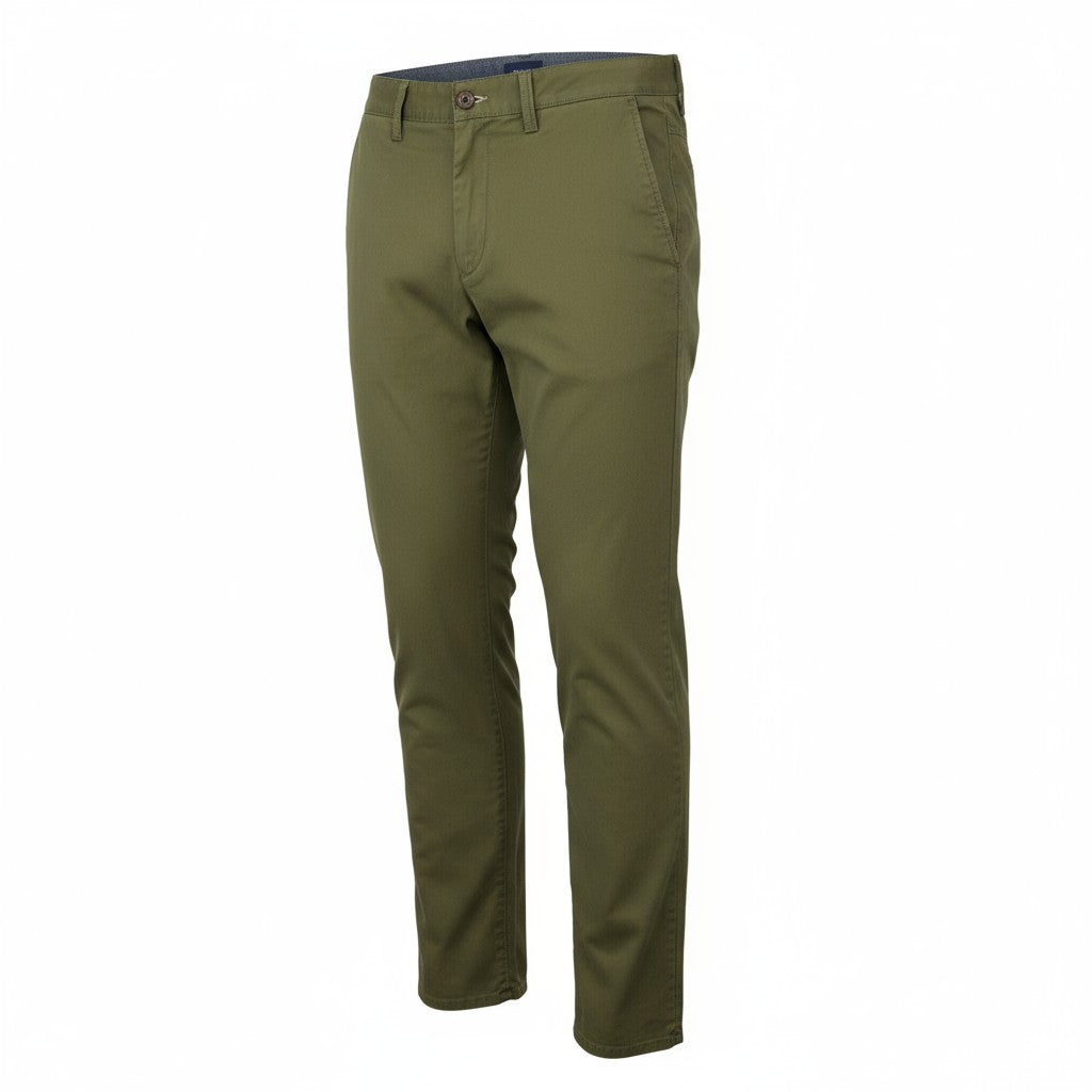 GANT Slim Twill Chinos Men Trousers W32/L30 Racing Green Zip