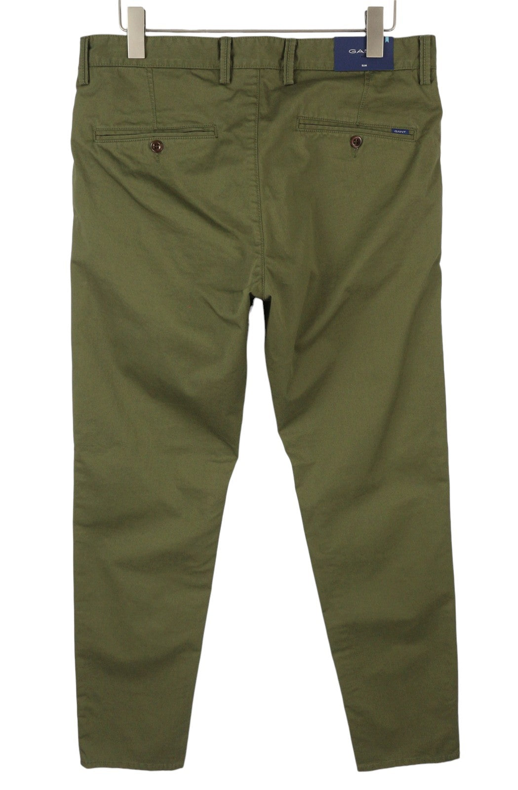 GANT Slim Twill Chinos Men Trousers W32/L30 Racing Green Zip