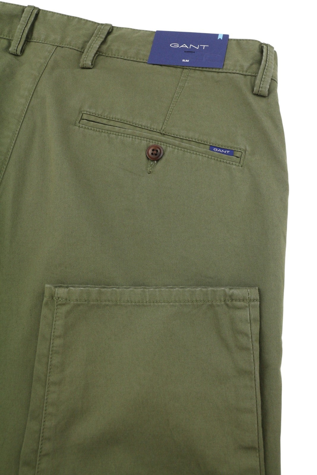 GANT Slim Twill Chinos Men Trousers W32/L30 Racing Green Zip