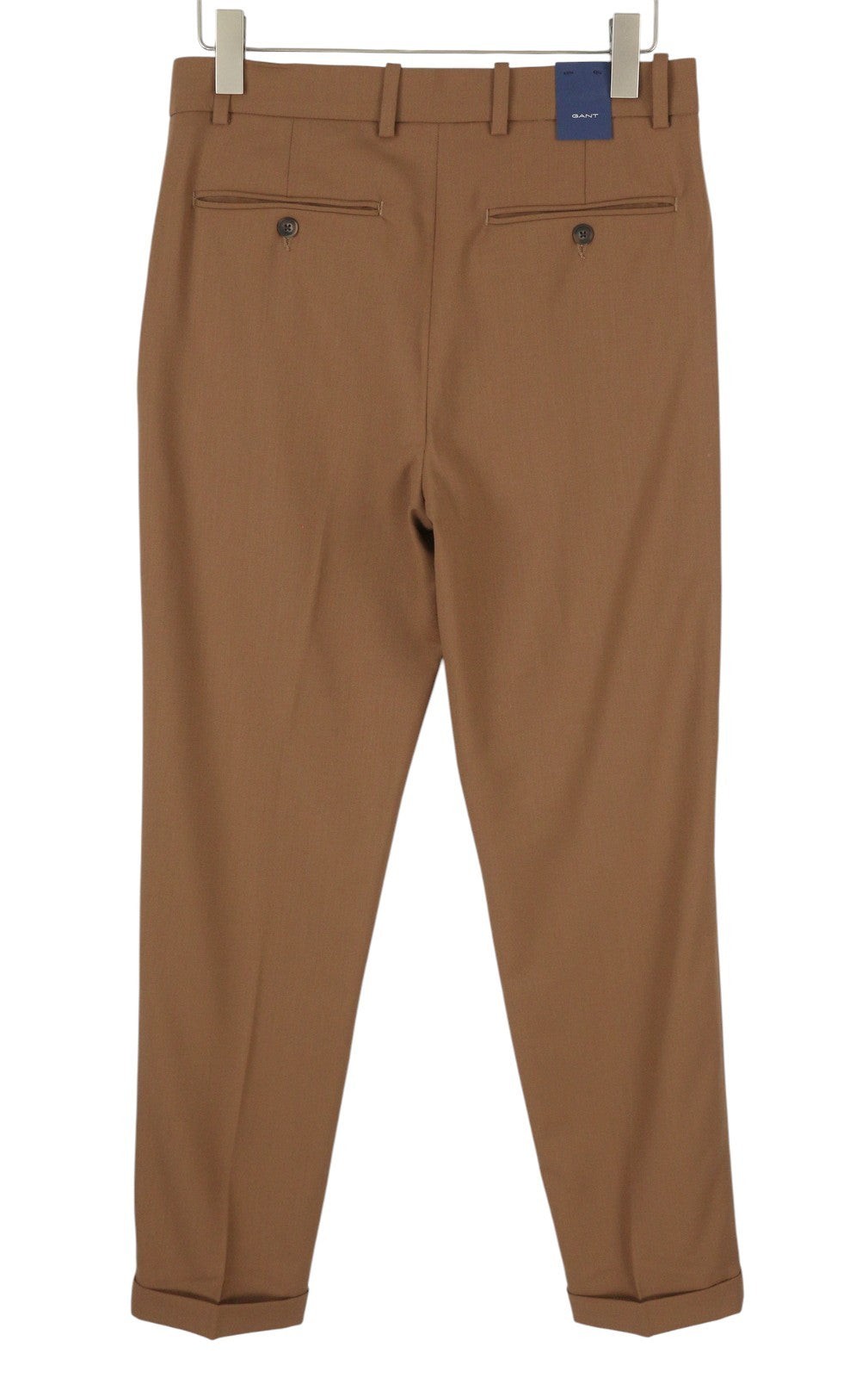 GANT Fluid Pleated Men Trousers W30 Walnut Wool Blend Turn Up