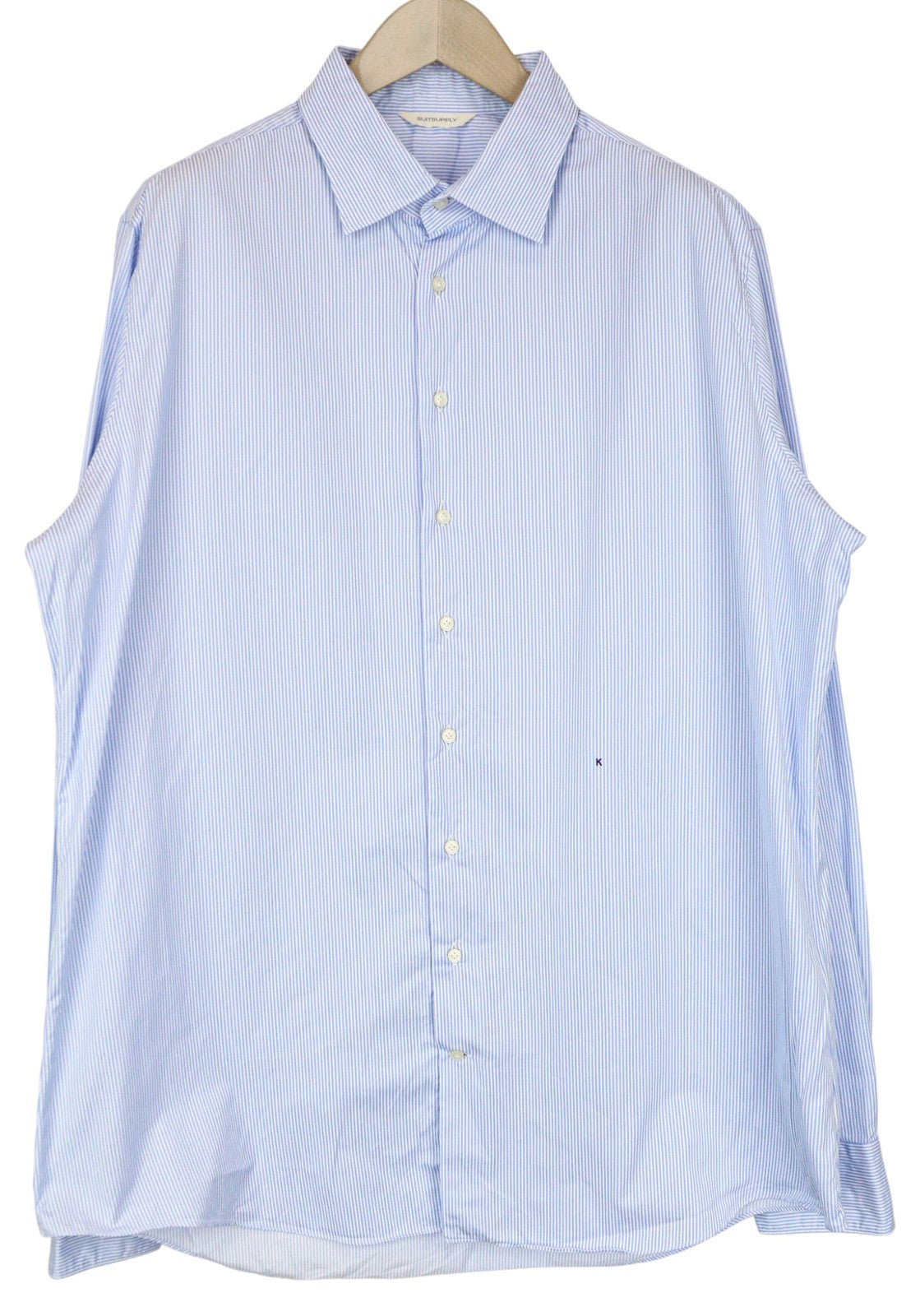 SUITSUPPLY Men Formal Shirt ~2XL Blue Pinstripe Slim Cutaway Button Up