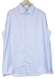 SUITSUPPLY Men Formal Shirt ~2XL Blue Pinstripe Slim Cutaway Button Up