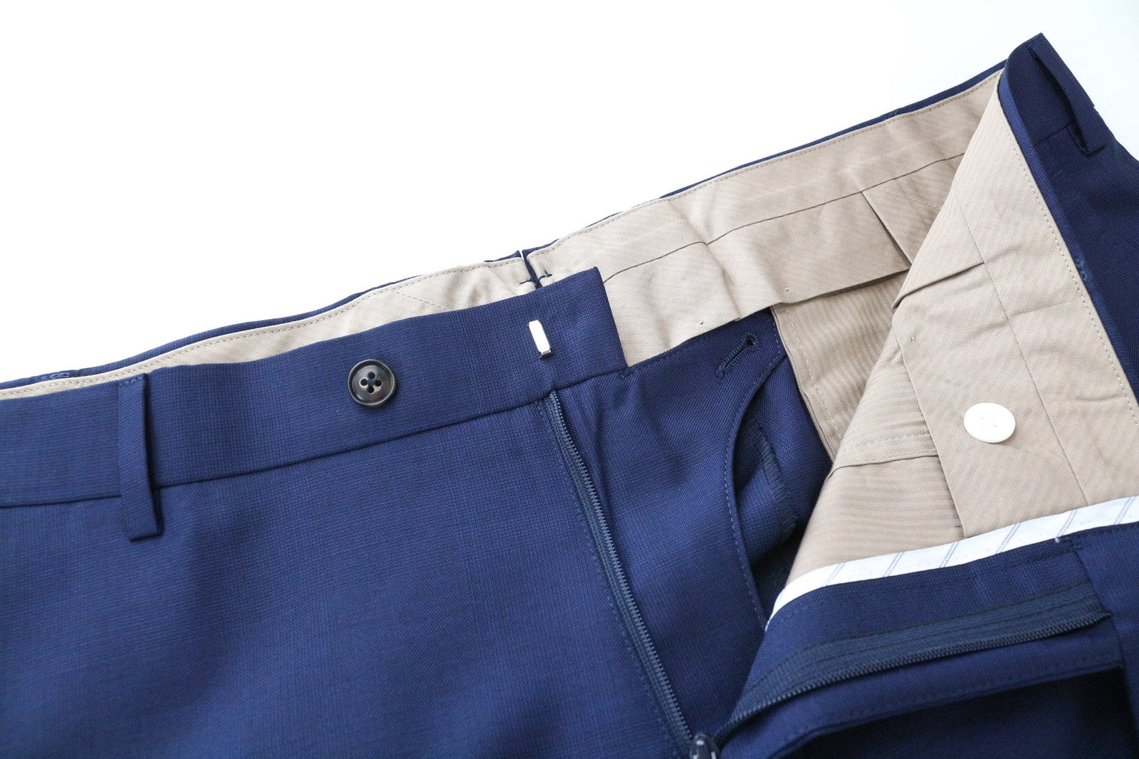 SUITSUPPLY Brescia Men's Trousers UK42S Blue Slim Glen Check Flat-Front  Wool