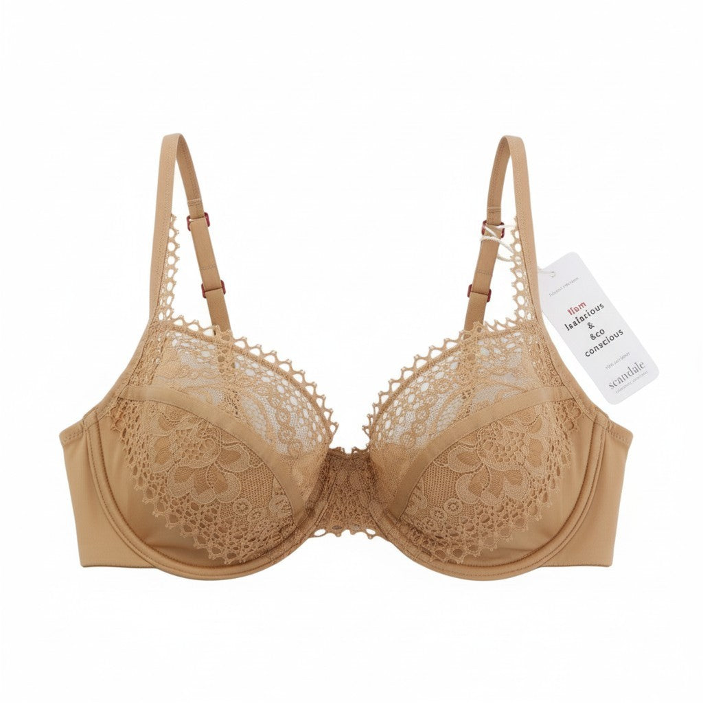 SCANDALE Le Balconet 1/2 Spacer Sensual-Nude T17 Women Bra 85B Guipure Laces