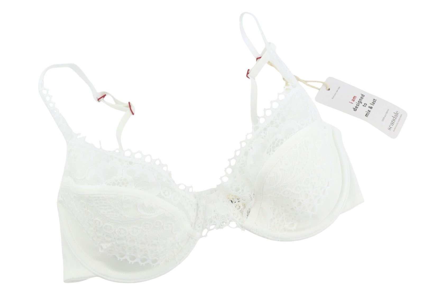SCANDALE Le Balconet 1/2 Spacer Sensual-Undyed Women Bra 85C White Guipure Laces