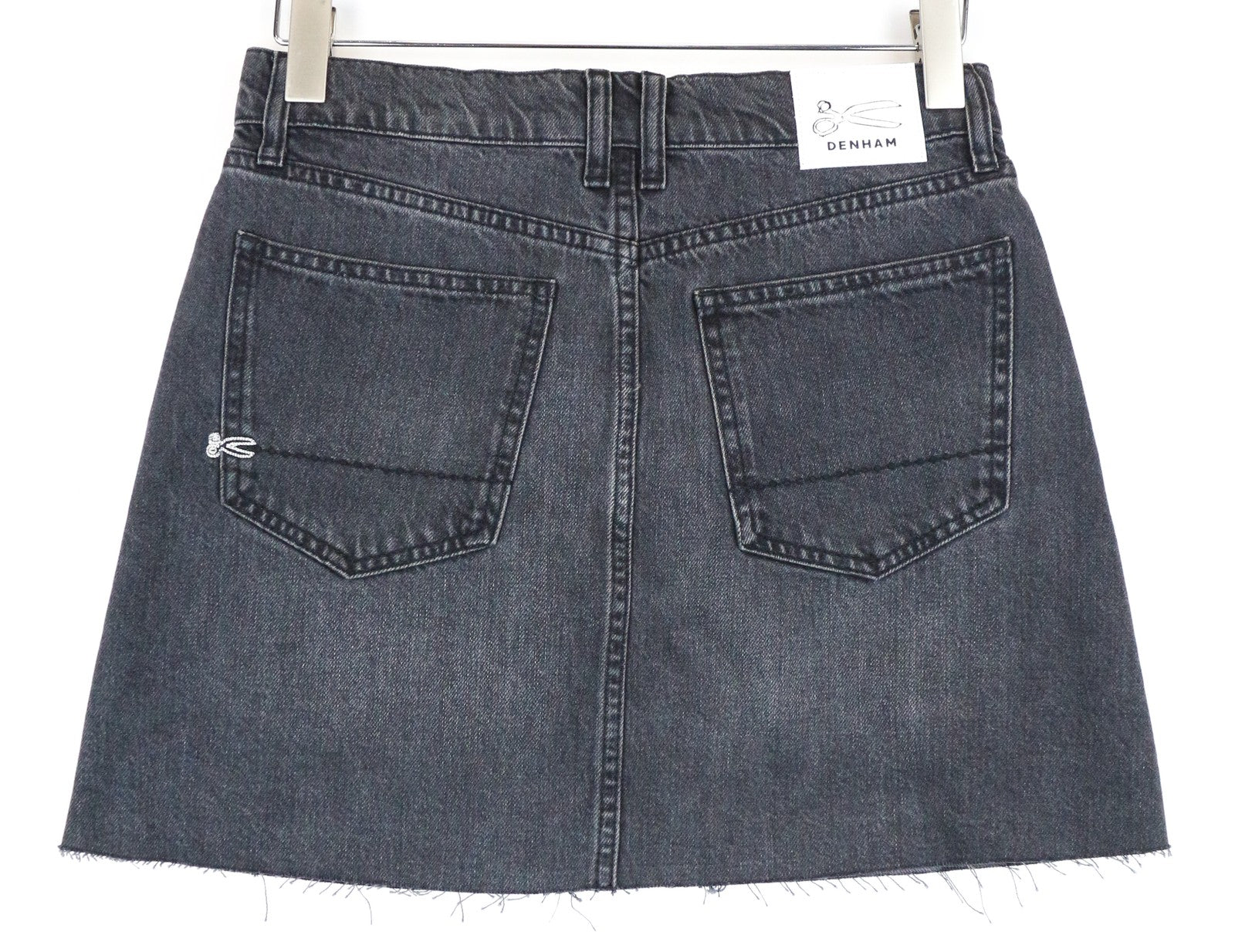 DENHAM Pearl Women Skirt W25 Washed Black Pure Cotton Denim Pocketed Mini