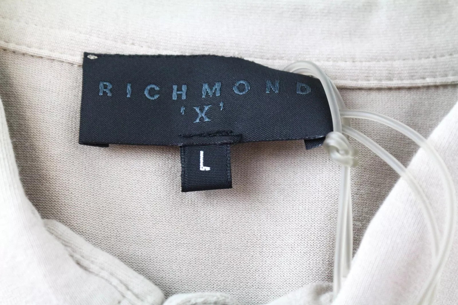 RICHMOND  Men T-Shirt L Light Grey Pure Cotton Short Sleeved Logo Polo