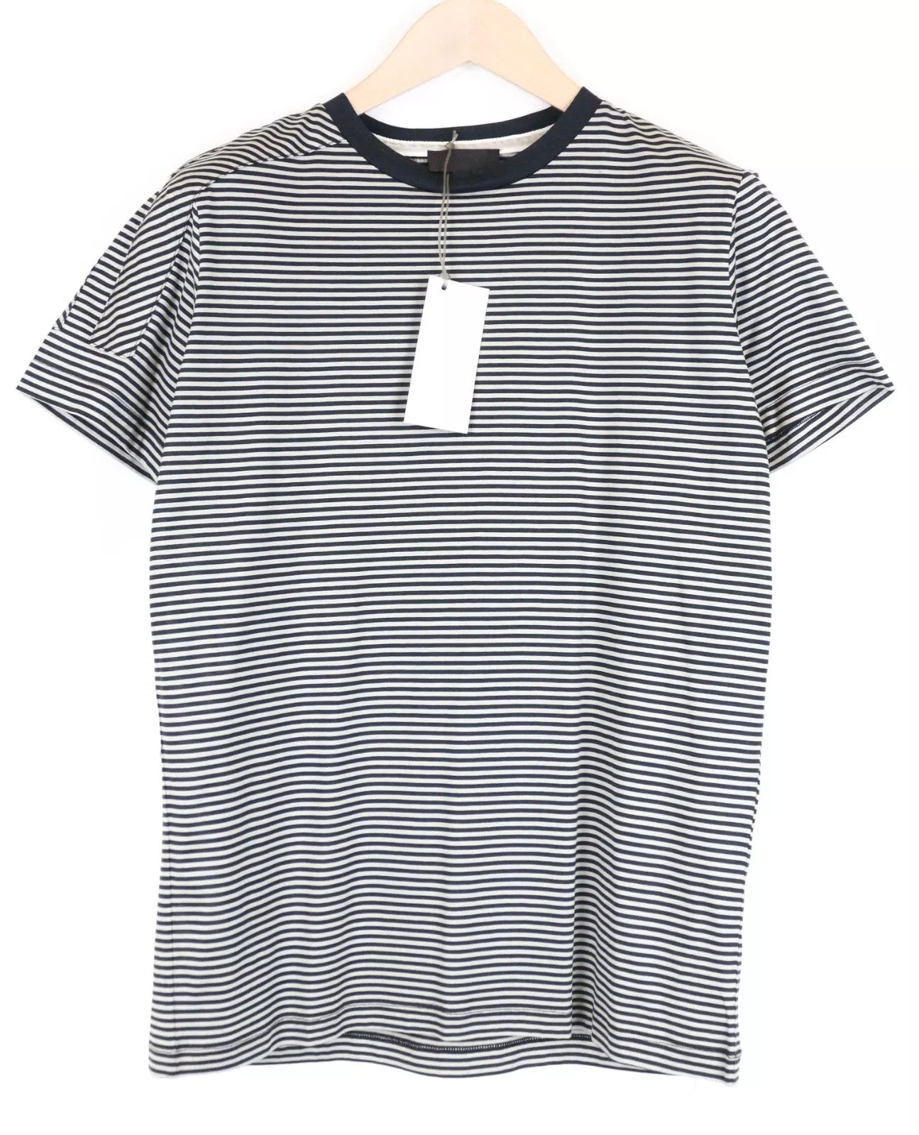 RICHMOND  Men T-Shirt L Grey Pure Cotton Striped Short Sleeved Pullover