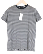 RICHMOND  Men T-Shirt L Grey Pure Cotton Striped Short Sleeved Pullover