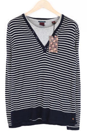 SCOTCH & SODA Ams Couture Men Sweatshirt S Navy Cotton Blend Striped Layered