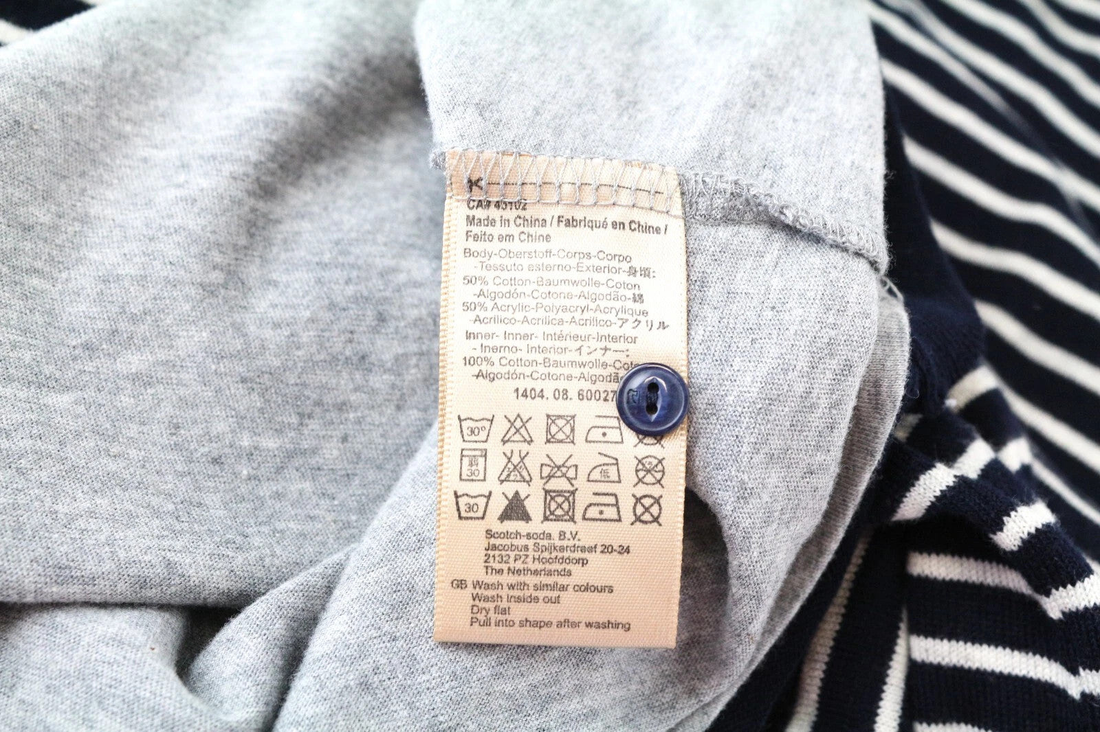 SCOTCH & SODA Ams Couture Men Sweatshirt S Navy Cotton Blend Striped Layered