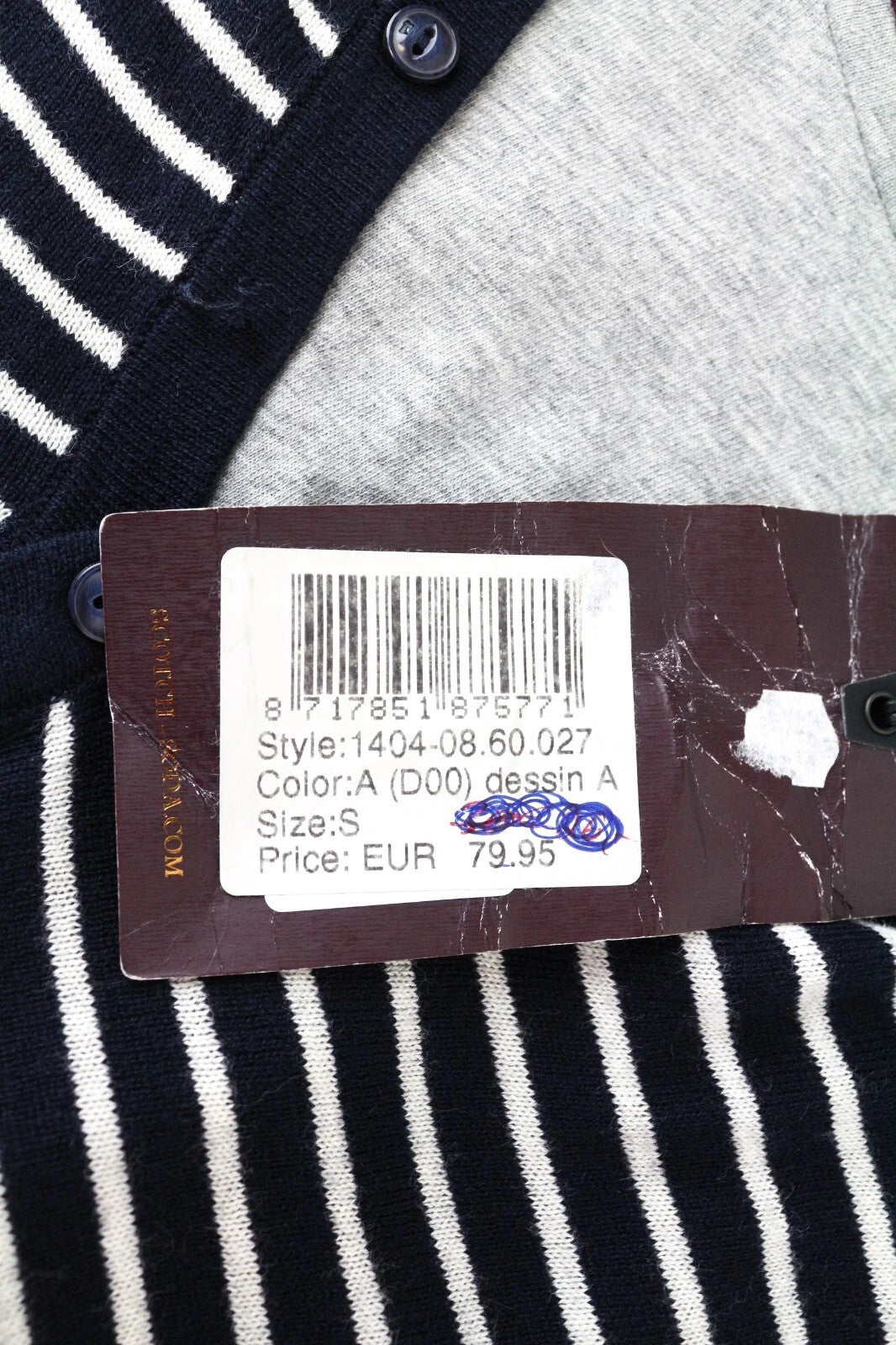 SCOTCH & SODA Ams Couture Men Sweatshirt S Navy Cotton Blend Striped Layered