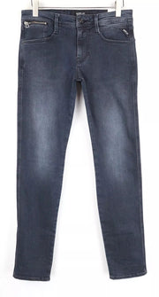 REPLAY Anbass Men Jeans W30/L34 Blue Slim Fit Washed Denim Cotton Stretch