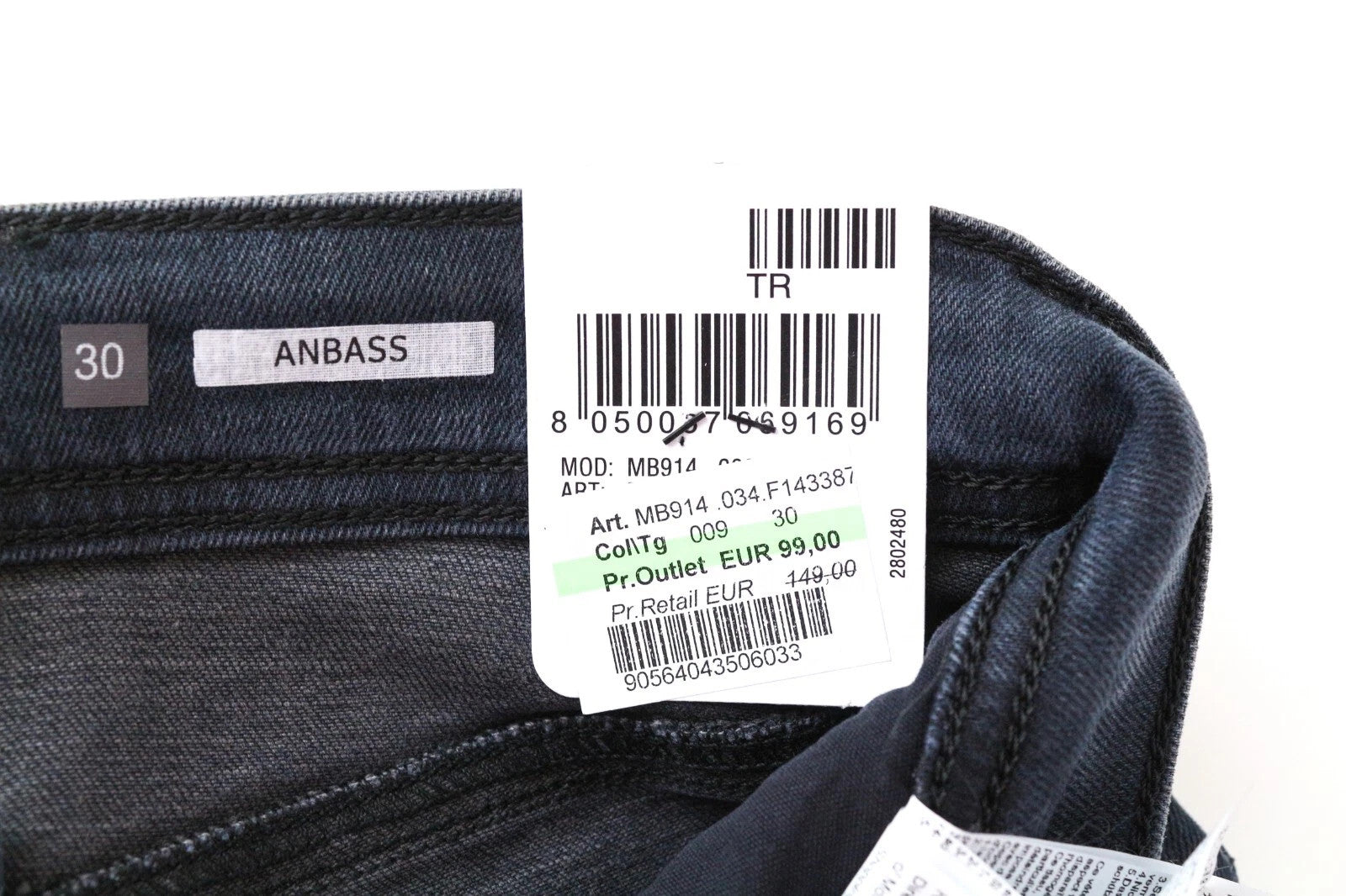 REPLAY Anbass Men Jeans W30/L34 Blue Slim Fit Washed Denim Cotton Stretch