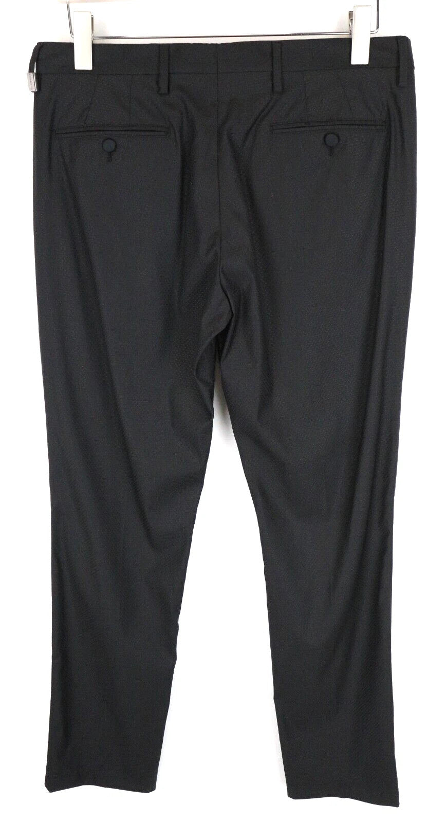 RICHMOND  Men Trousers 48 Black Wool Blend Dot Pattern Pleated Classic