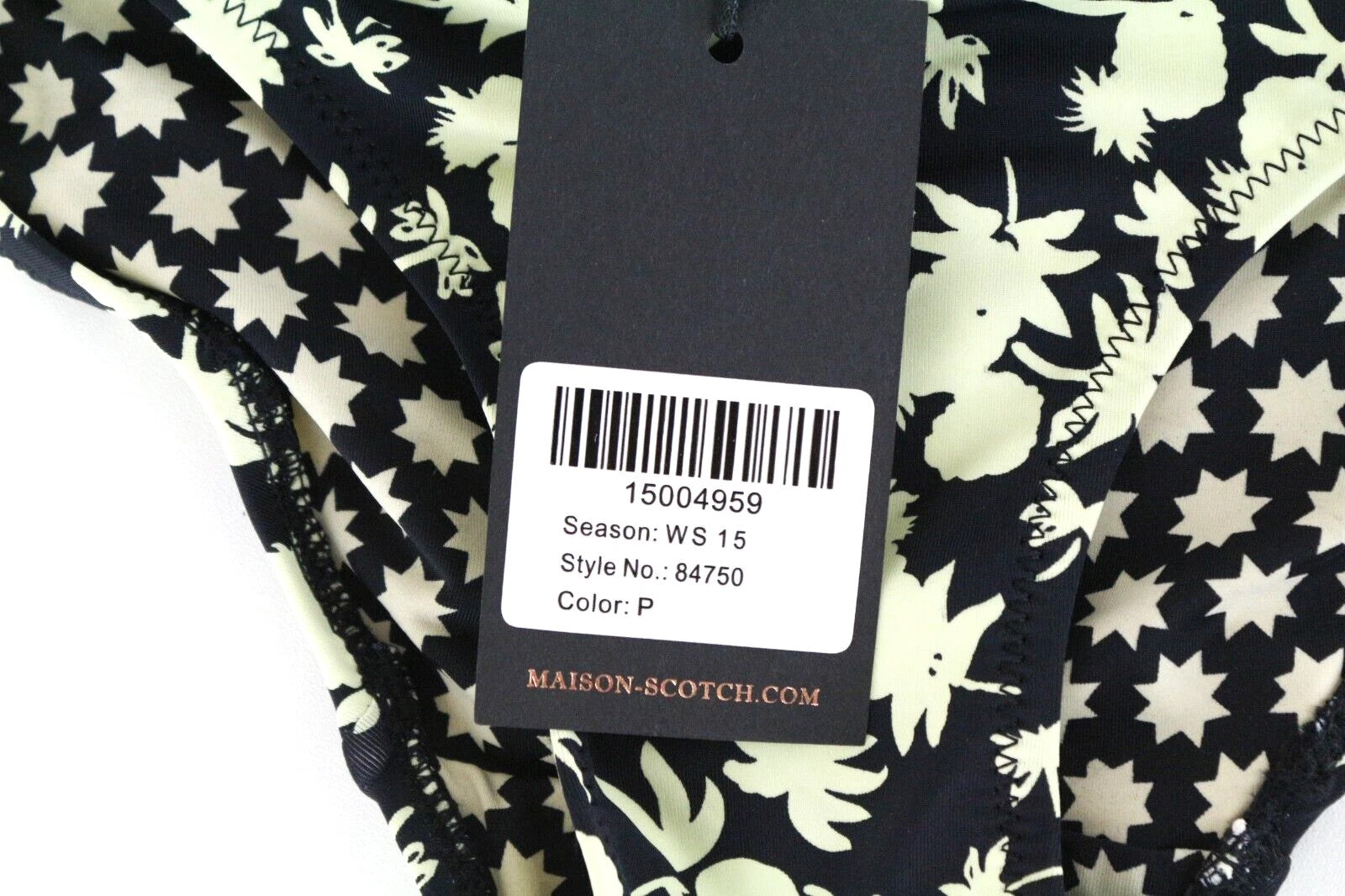 MAISON SCOTCH Women Swimwear ~XS Black Patterned Beach Pool Summer Bikini Bottom