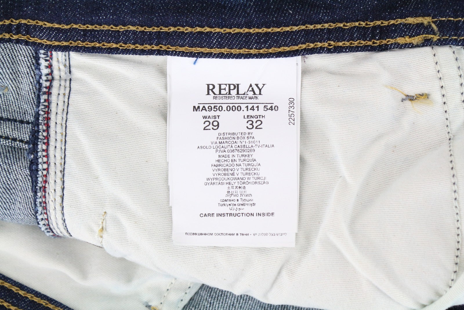 REPLAY Rob Men Jeans W29/L32 Blue Cotton Stretch Straight Taper Fit Denim