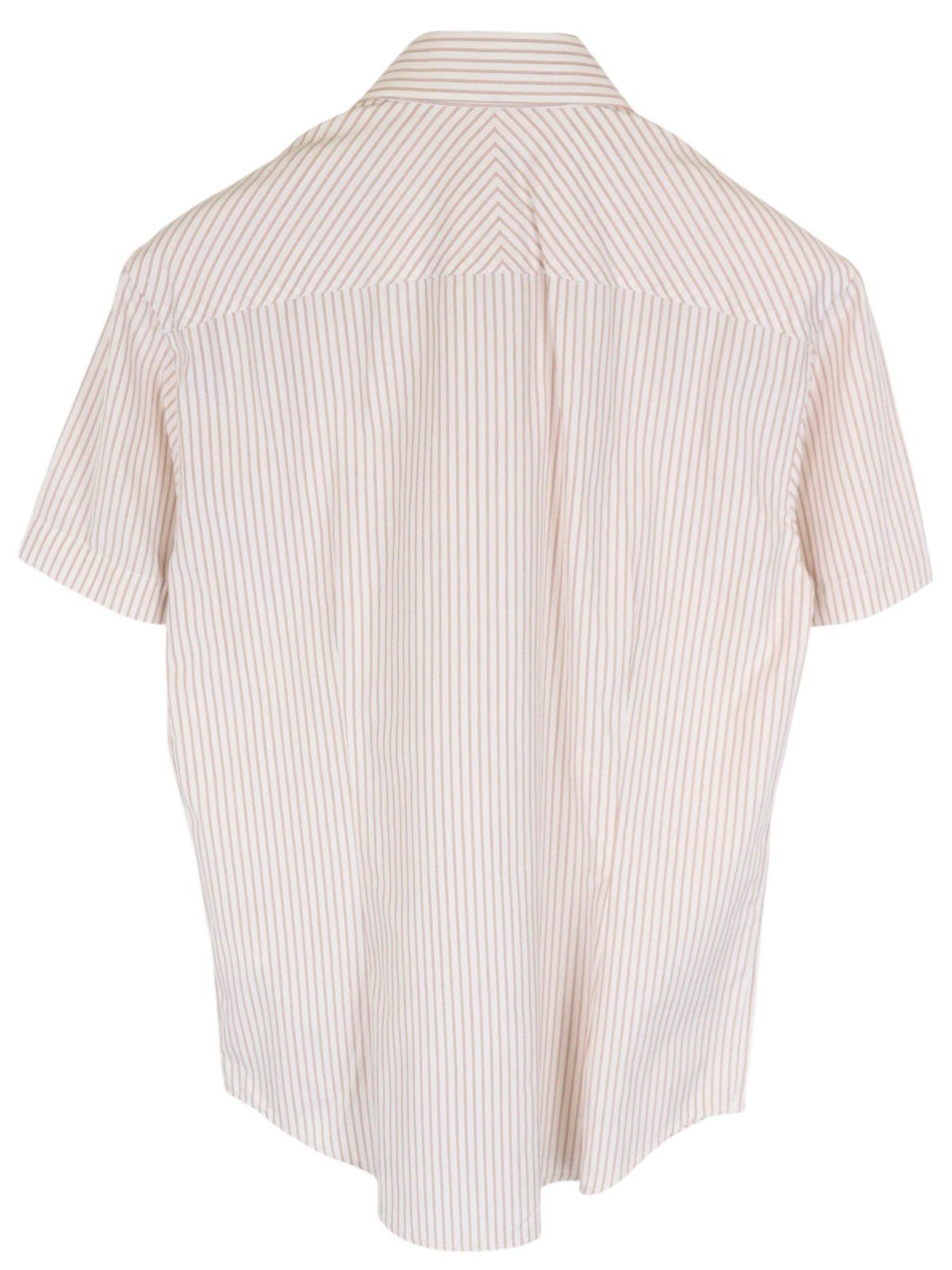 RICHMOND  Men Shirt 48 White Pure Cotton Striped Short Sleeved Button-Up