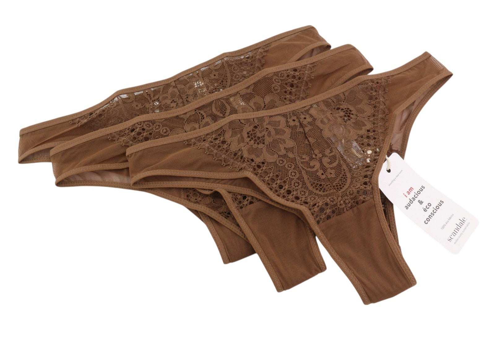 SCANDALE Le Bresilien Sensual-Nude B18 Women Panties S Brown Laces 3-Pack