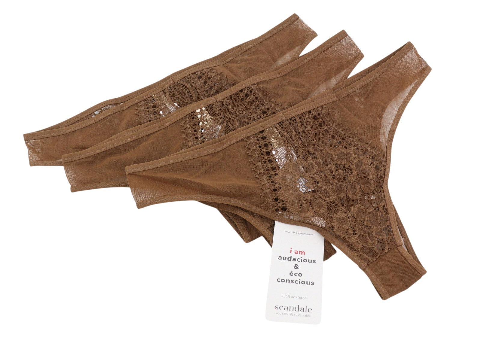 SCANDALE Le Bresilien Sensual-Nude B18 Women Panties S Brown Laces 3-Pack