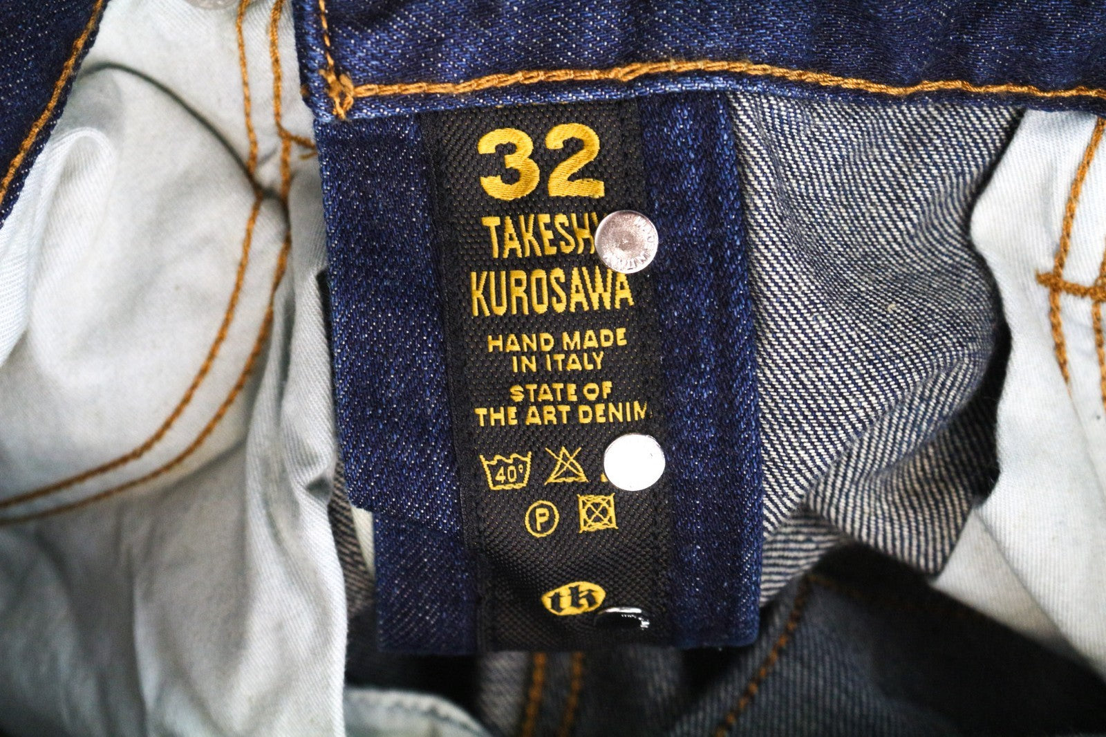 TAKESHY KUROSAWA TK08 Bart Patt Men's Jeans W32 Blue Slim Distressed Non-Stretch