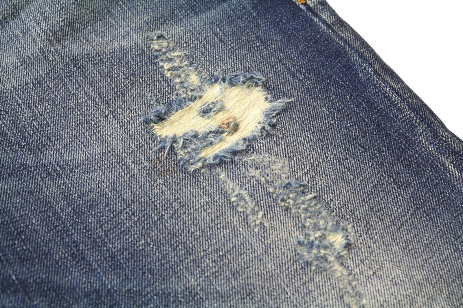 TAKESHY KUROSAWA TK08 Bart Patt Men's Jeans W32 Blue Slim Distressed Non-Stretch