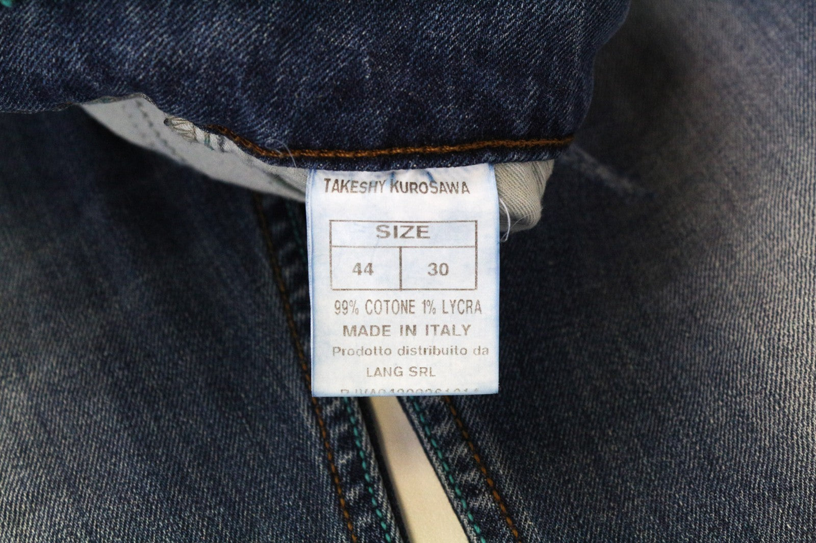 TAKESHY KUROSAWA TK75 Men's Jeans W30 Blue Slim Distressed Stretch Button Fly