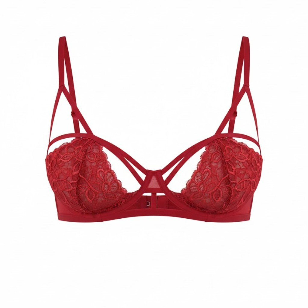 SCANDALE Le Bandeau Unpadded Sublime-Red Women Bra 85C Guipure Laces