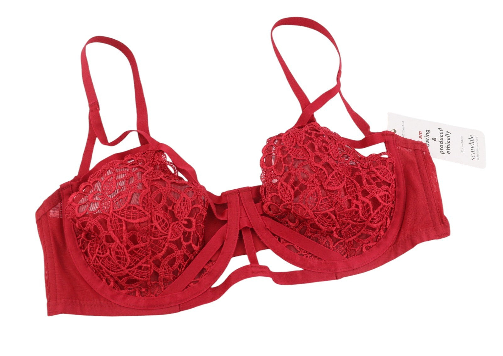 SCANDALE Le Bandeau Unpadded Sublime-Red Women Bra 85C Guipure Laces