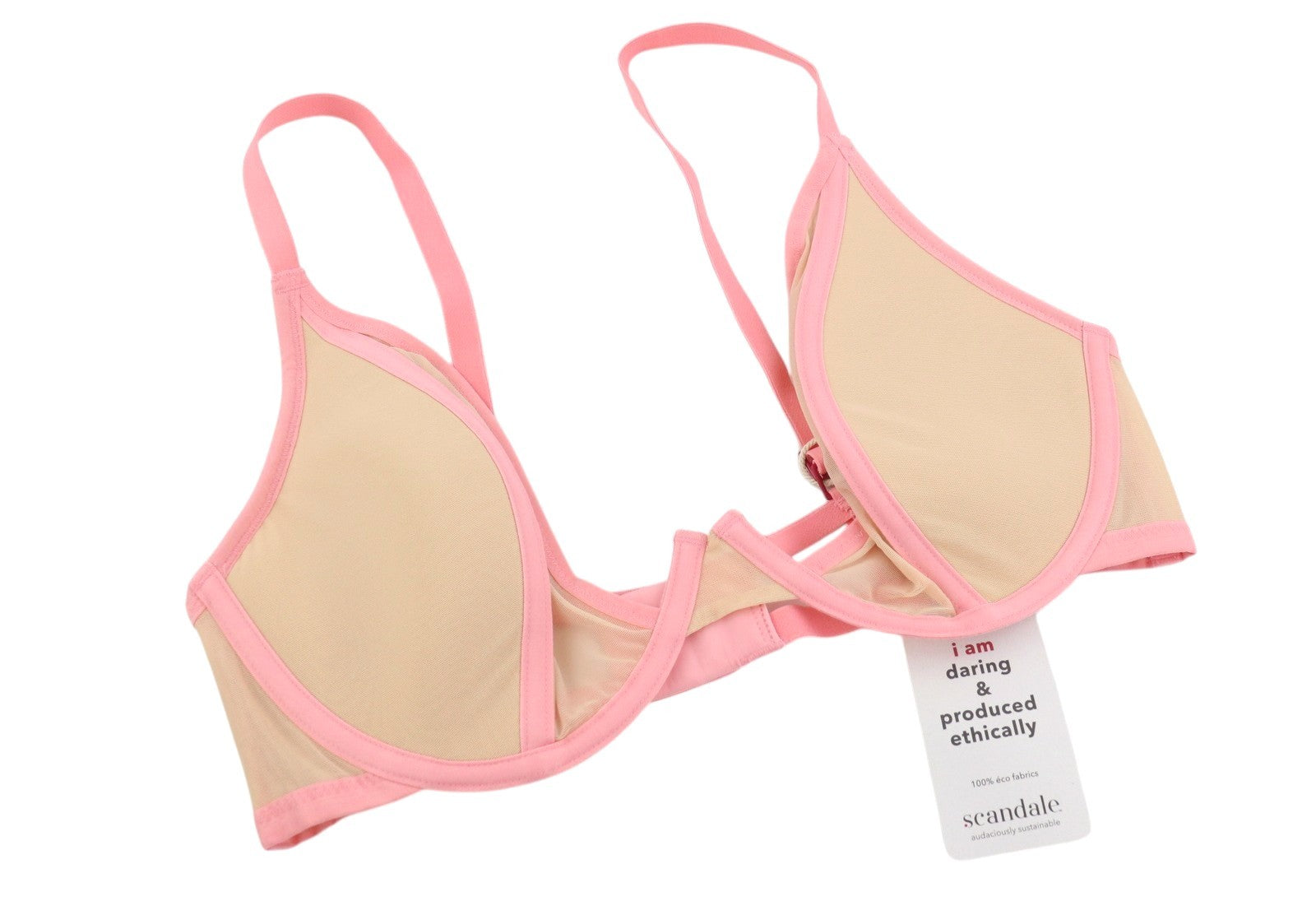 SCANDALE Le Plunge Side Spacer Sleek-Nude A14 Women Bra 75D Beige Mesh Details