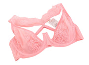 SCANDALE Le Balconnet Base Fit Sublime-Coral Women Bra 85D Sheer Laces V-Shaped