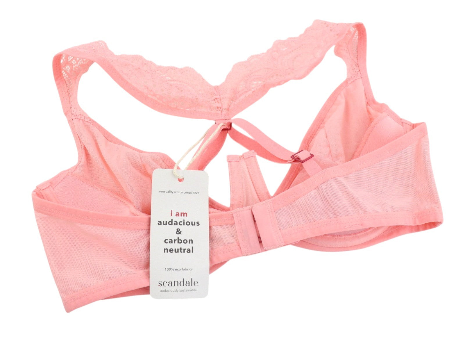 SCANDALE Le Balconnet Base Fit Sublime-Coral Women Bra 85D Sheer Laces V-Shaped