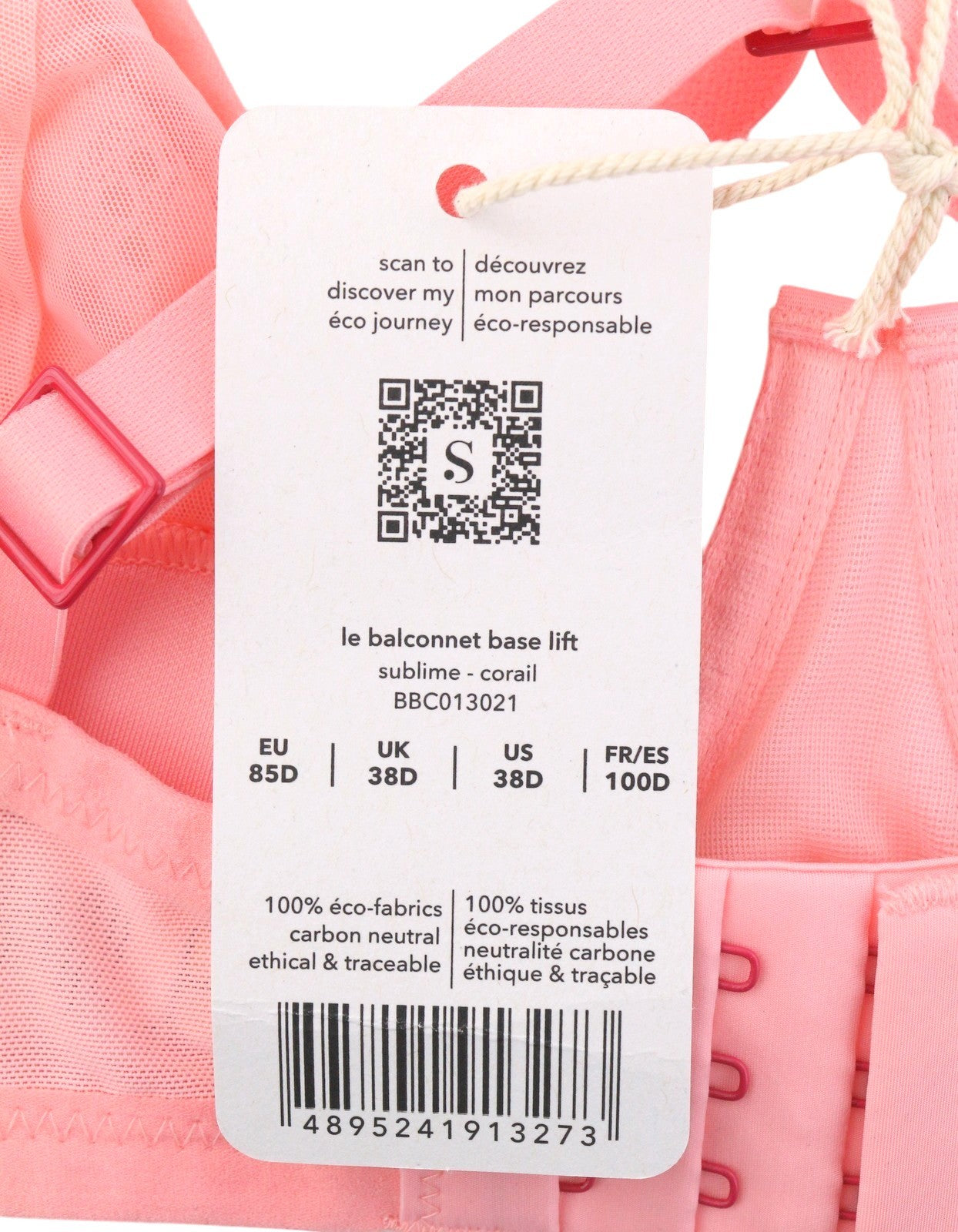 SCANDALE Le Balconnet Base Fit Sublime-Coral Women Bra 85D Sheer Laces V-Shaped