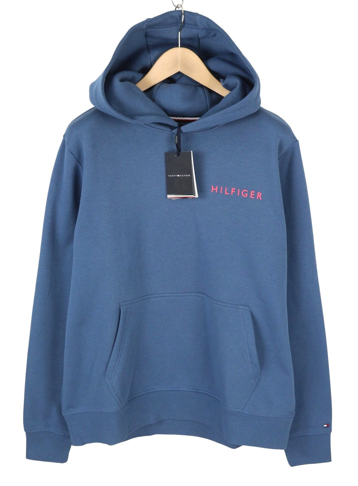 TOMMY HILFIGER Men Hoodie XL Blue Kangaroo Logo Pull On