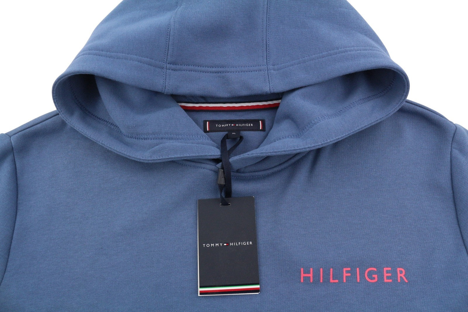 TOMMY HILFIGER Men Hoodie XL Blue Kangaroo Logo Pull On