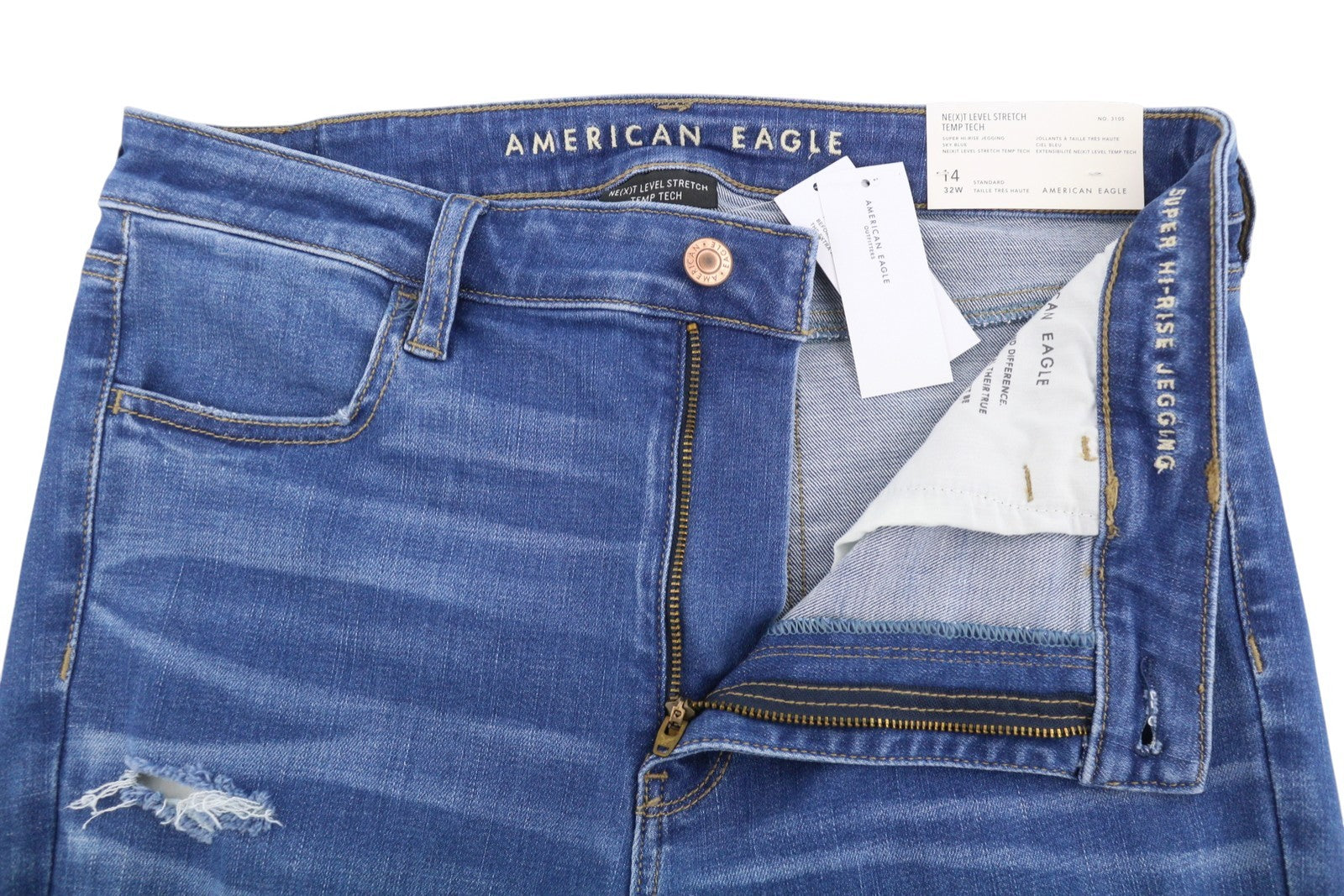 AMERICAN EAGLE OUTFITTERS Temp Tech Super Hi-Rise Jegging Women Jeans W32 Blue