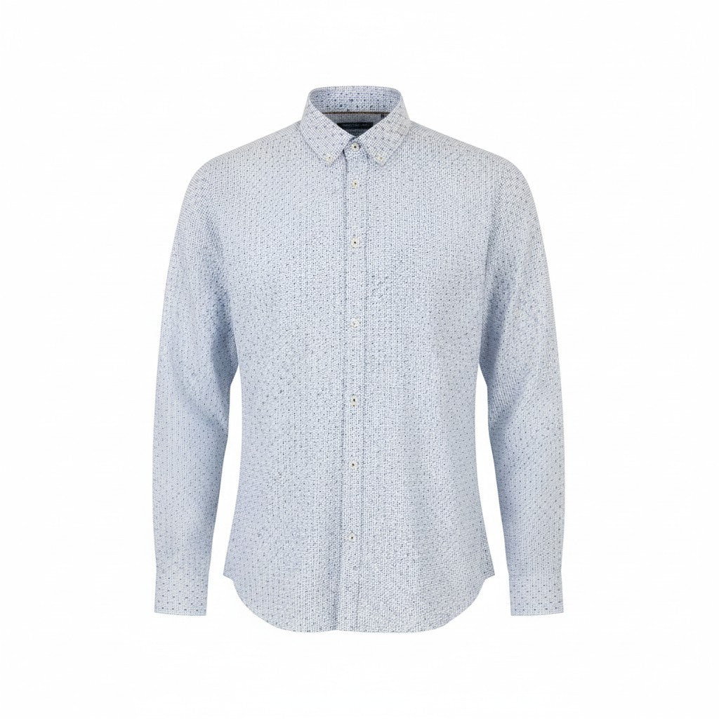 STATE OF ART Regular Fit Men Shirt S White Patterned Button-Down Neck