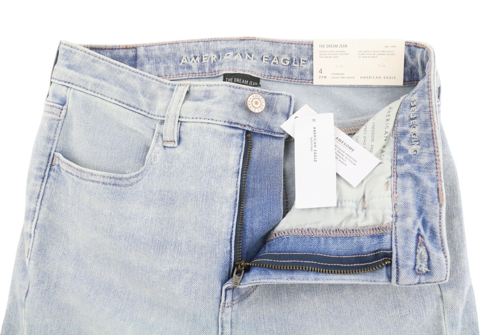 AMERICAN EAGLE OUTFITTERS The Dream Women Jeans W27 Hi-Rise Skylight Destroy