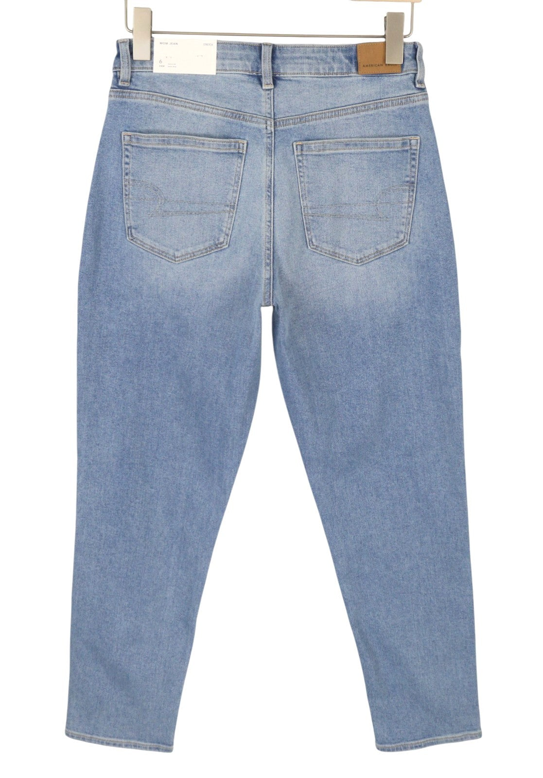 AMERICAN EAGLE OUTFITTERS Mom Washed Blue Stretch Women Jeans W28 Whiskers