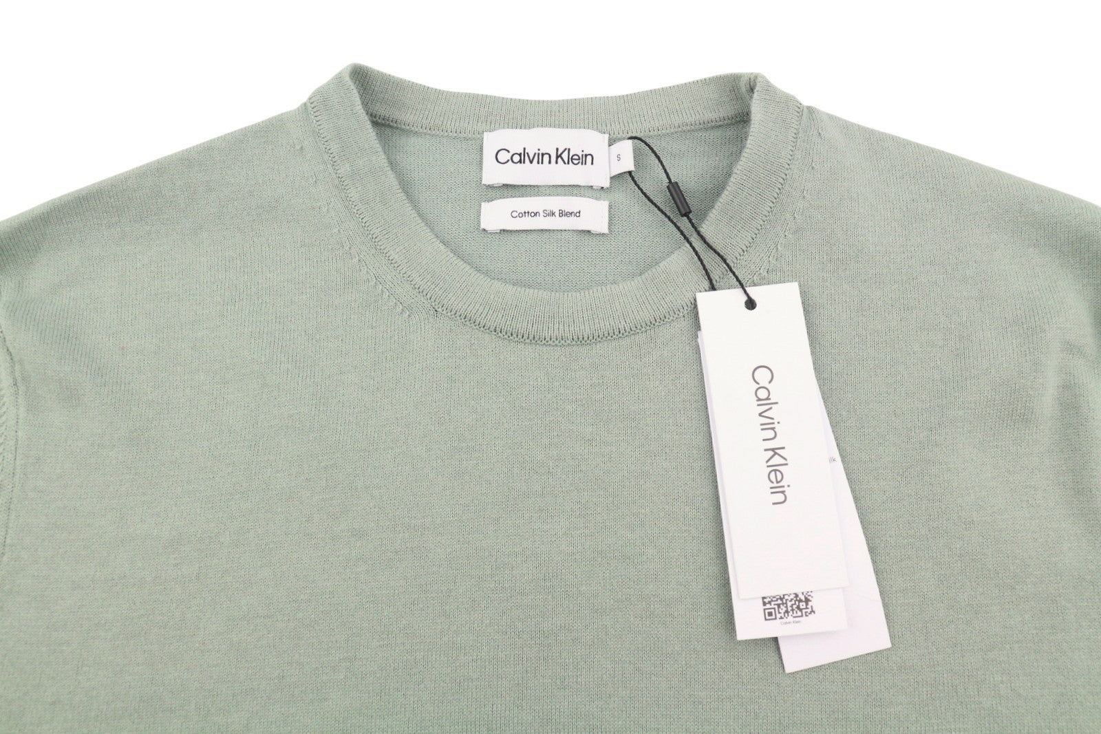 CALVIN KLEIN Cotton Silk Blend Men Jumper S Grey Crew Knit