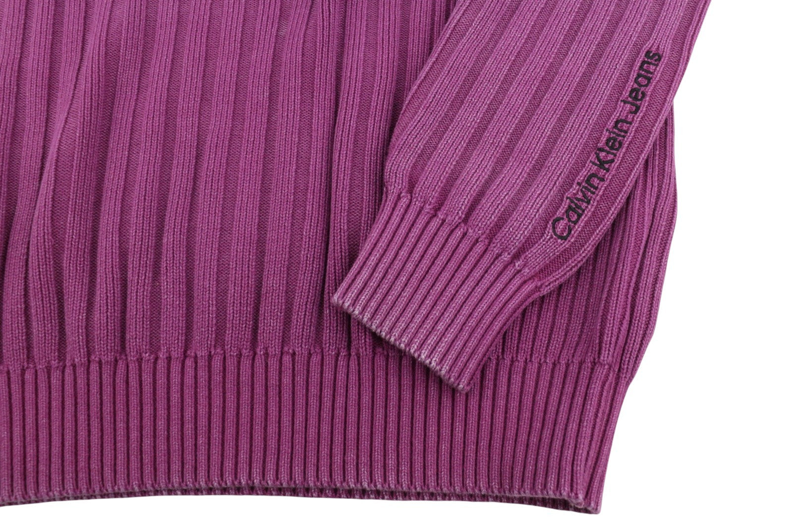 CALVIN KLEIN Men Jumper L Purple Mock Neck Knit