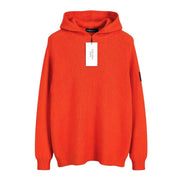 CALVIN KLEIN Men Jumper M Orange Hooded Knit Logo