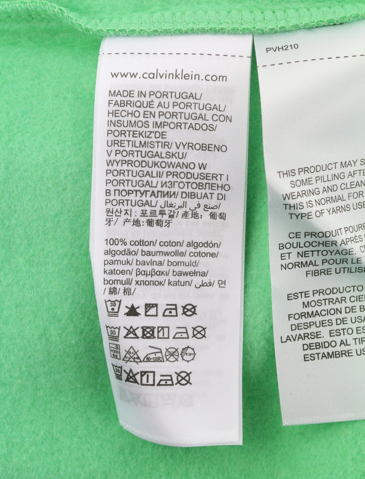 CALVIN KLEIN Men Sweatshirt L Green Crew Logo
