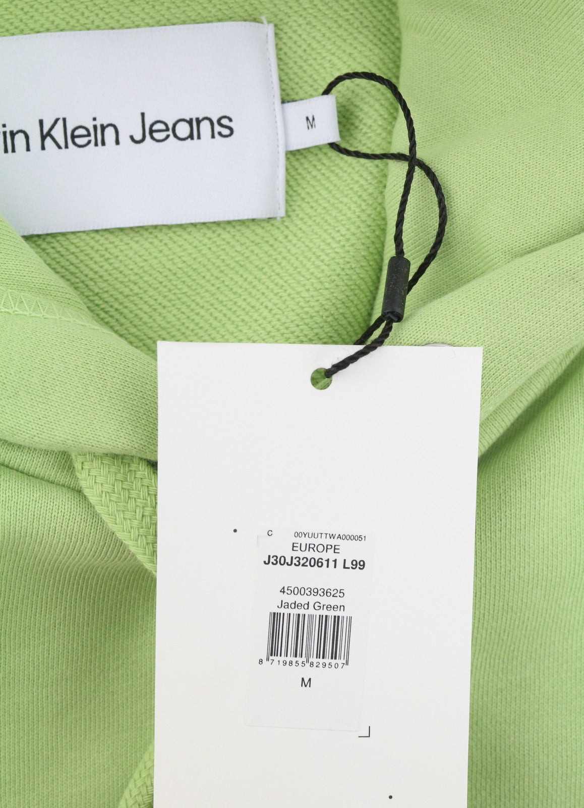 CALVIN KLEIN Men Hoodie M Jaded Green Kangaroo Logo