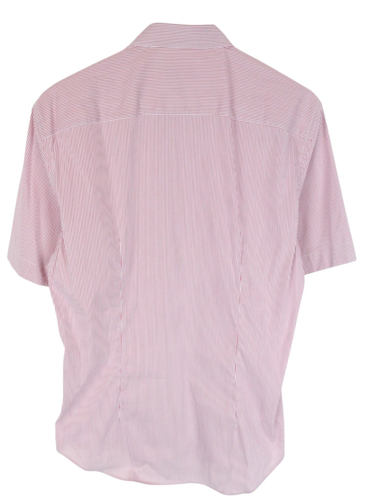 RICHMOND  Men Shirt 48 Red White Cotton Blend Stretch Striped Short Sleeve