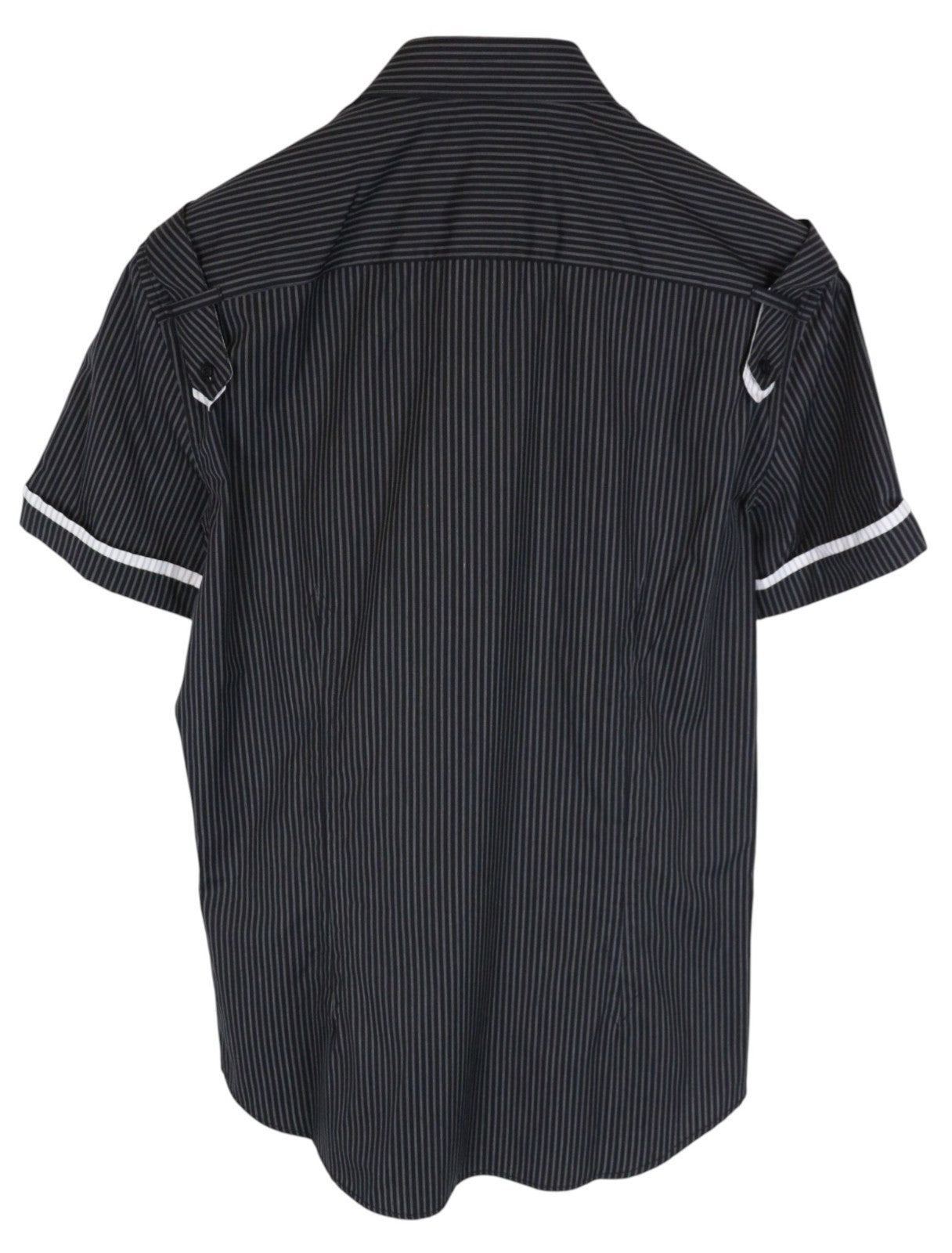 RICHMOND  Men Shirt 48 Navy Pure Cotton Striped Short Sleeved Button-Up